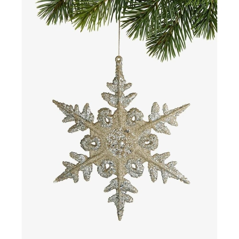 Macy’s Holiday Lane Christmas Giltters Silver Snowflake Ornament